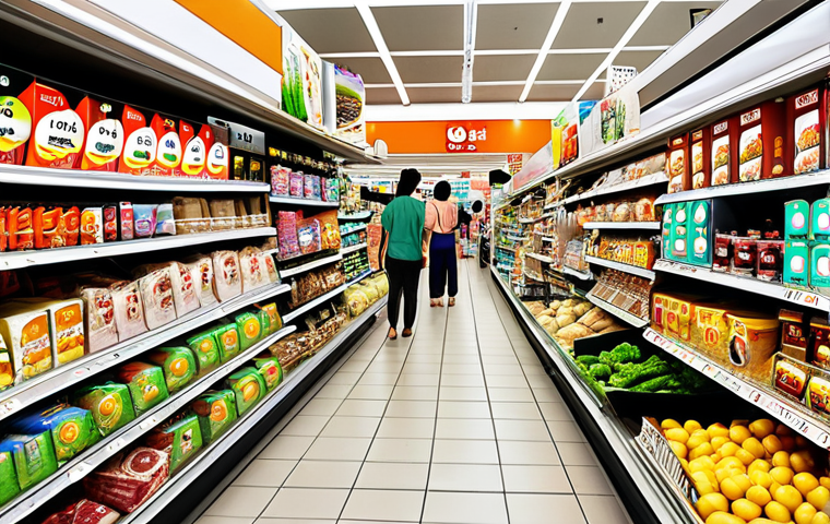 Vietnamese Retail Growth**

Prompt: "Thriving Vietnamese retail scene. Modern supermarket interior with diverse local products, busy shoppers. Add an overlay of rising e-commerce charts and smartphones displaying shopping apps. Focus on bright colors and a sense of upward momentum. Include the text "Retail Sector Growth" subtly in the background."

**