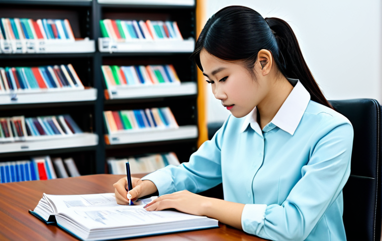 CFA와 금융 교육의 필요성 - Focused Study**

A young Vietnamese student fully clothed in modest attire, studying financial chart...