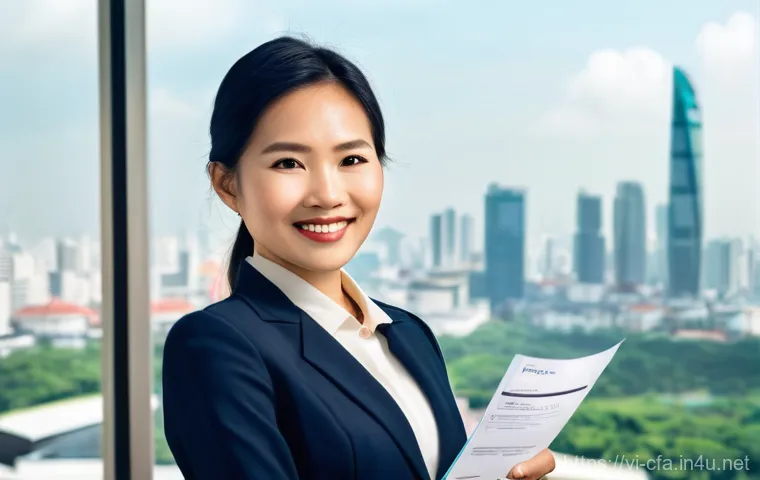 금융권 연봉 협상 시 CFA 활용법 - **Prompt 1: The Confident CFA Charterholder in a Thriving Vietnamese Financial Hub**
"A confiden...