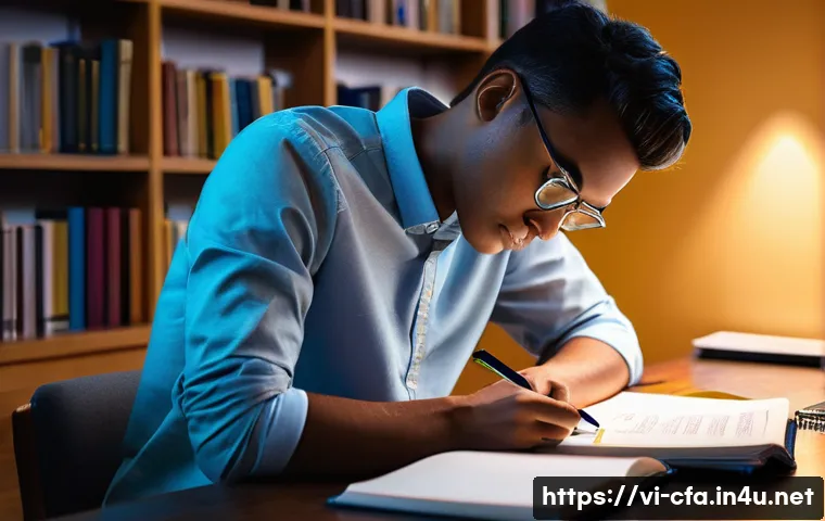CFA 시험에서 고득점 전략 - **Dedicated Study Session:**
"A highly focused young professional (gender-neutral, 20s-30s) is d...