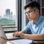 Home 19 CFA 시험 난이도별 과목 분석 - A focused Vietnamese adult student studying CFA Level I in a modern home office, surrounded by textb...