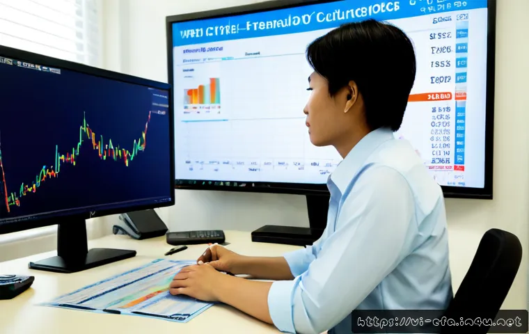 Home 17 금융투자분석사와 금융 데이터 해석 - Photorealistic Vietnamese financial analyst in a modern Ho Chi Minh City office, carefully interpret...